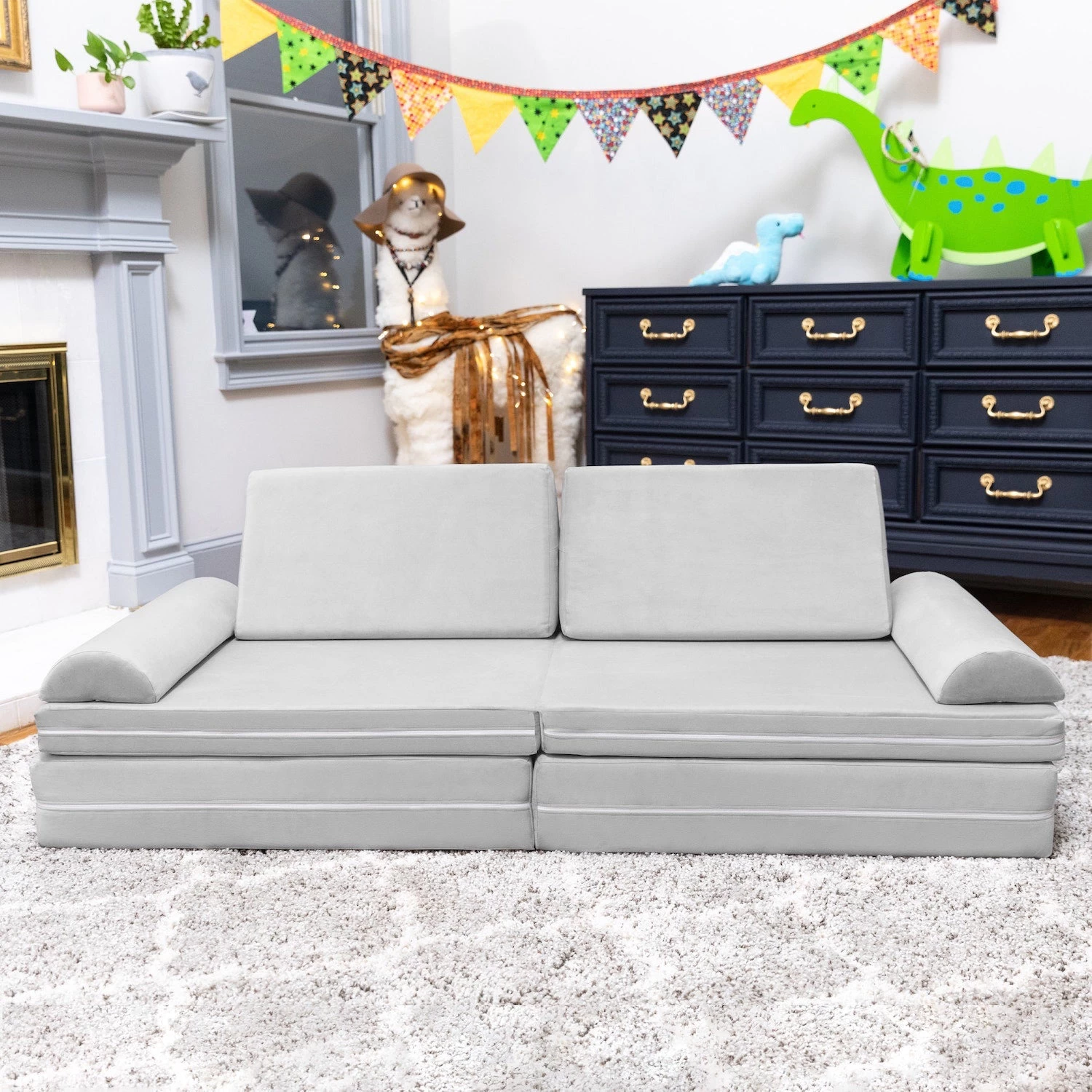 Playscape Deluxe Plush Velvet Kids 6 Piece Modular Couch / Playset - Image 12