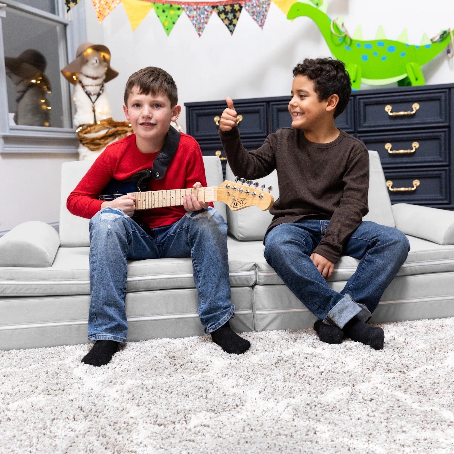 Playscape Deluxe Plush Velvet Kids 6 Piece Modular Couch / Playset - Image 15