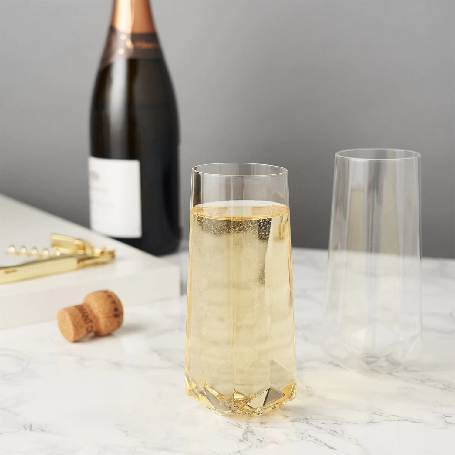 Faceted Crystal Stemless Champagne Flutes By ViskiĀ®