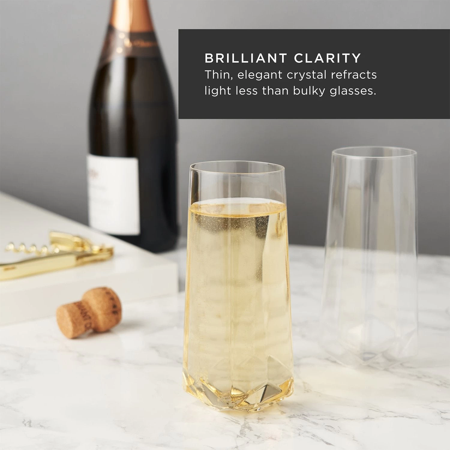 Faceted Crystal Stemless Champagne Flutes By ViskiĀ® - Image 4
