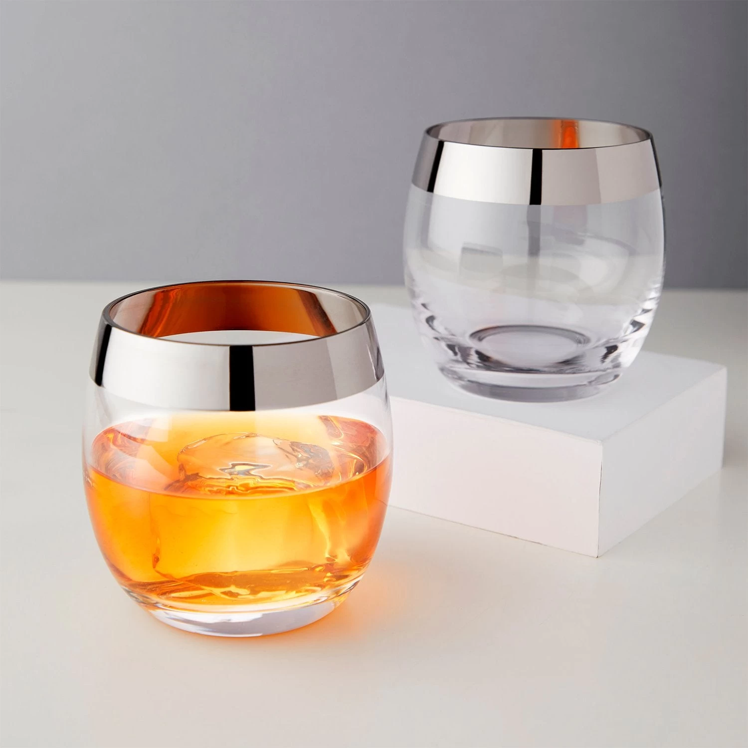 Chrome Rim Crystal Tumblers By ViskiĀ®