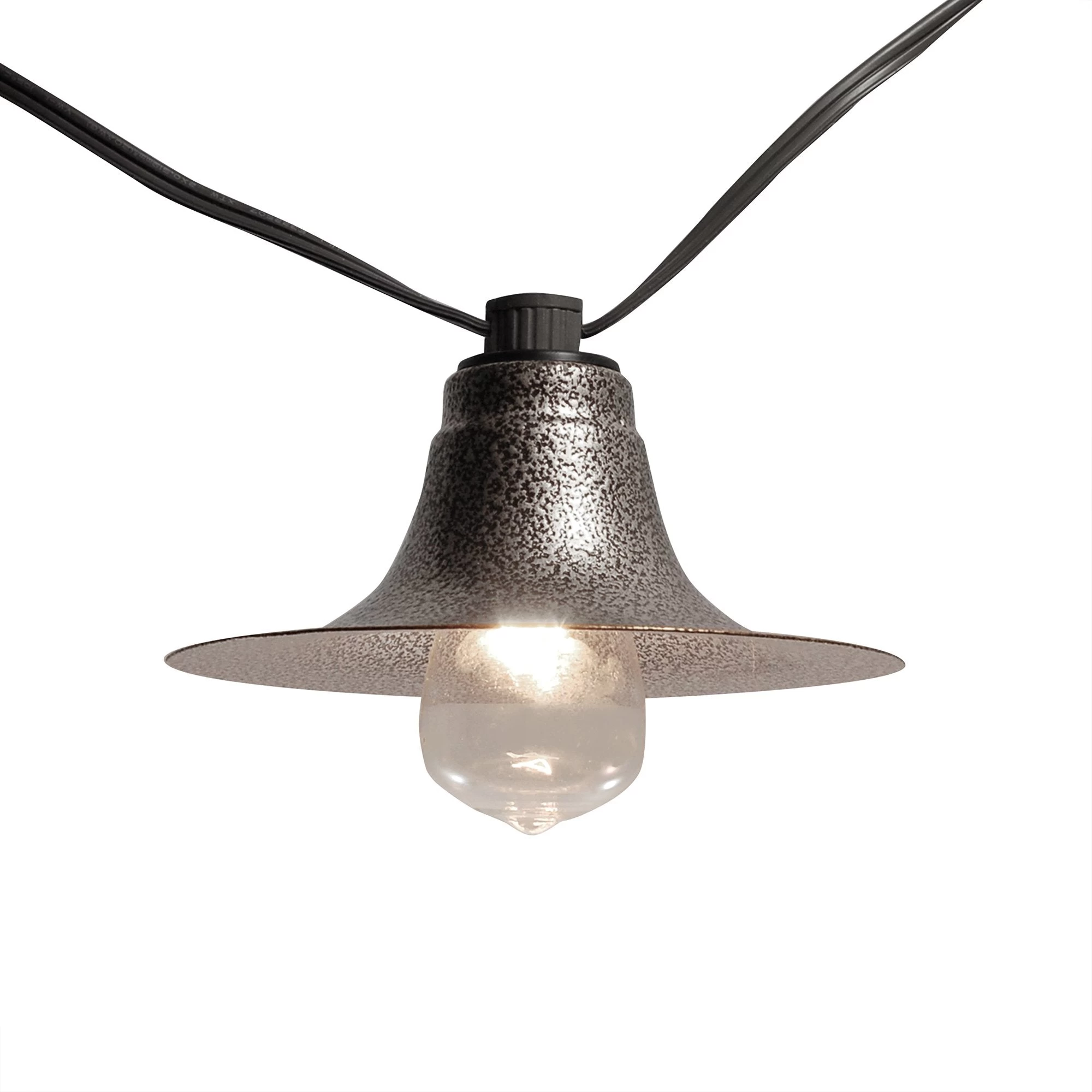 Electric Café String Lights With 10 Silver Metal Shades - Image 2