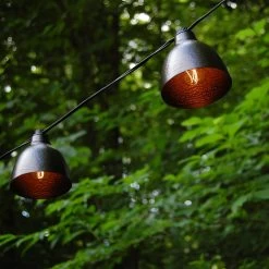 Electric Café String Lights With 10 Bronze Dome Metal Shades