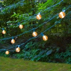 Electric String Lights With 25 Gold Mercury Globe Bulbs