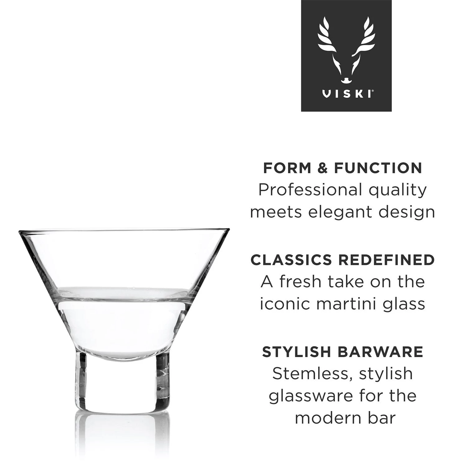 Heavy Base Crystal Martini Glasses By Viski® - Image 2