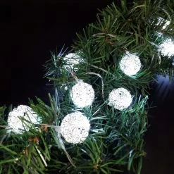 Battery Operated String Lights With 20 Antique Silver Balls
