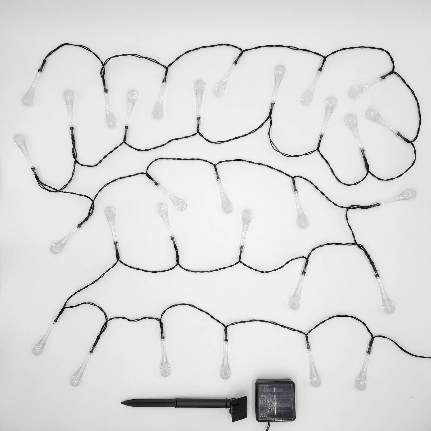 Solar Powered Water Drop String Lights - Soft White - Image 2