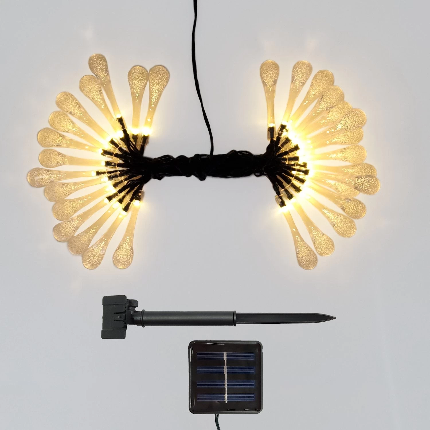 Solar Powered Water Drop String Lights - Soft White - Image 4