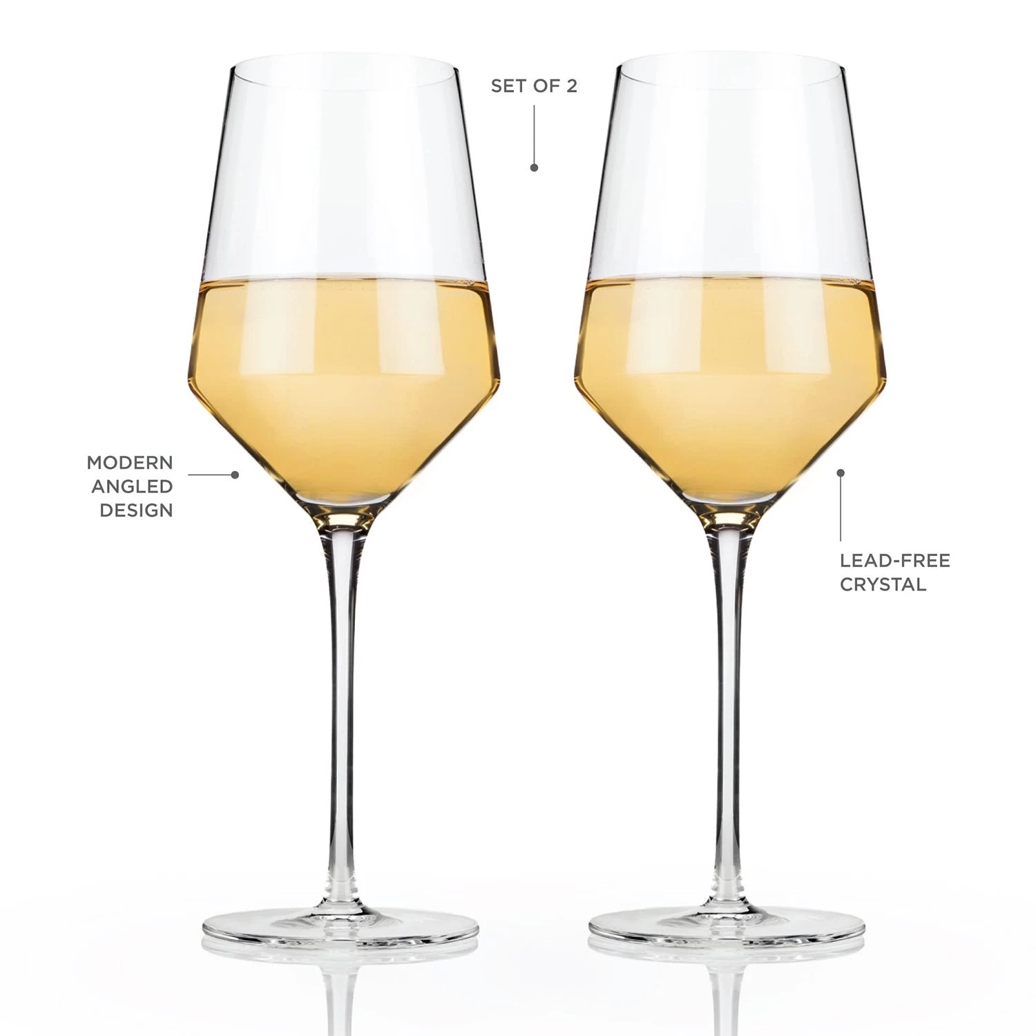 Angled Crystal Chardonnay Glasses By Viski® - Image 6