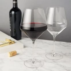 Angled Crystal Burgundy Glasses By Viski®