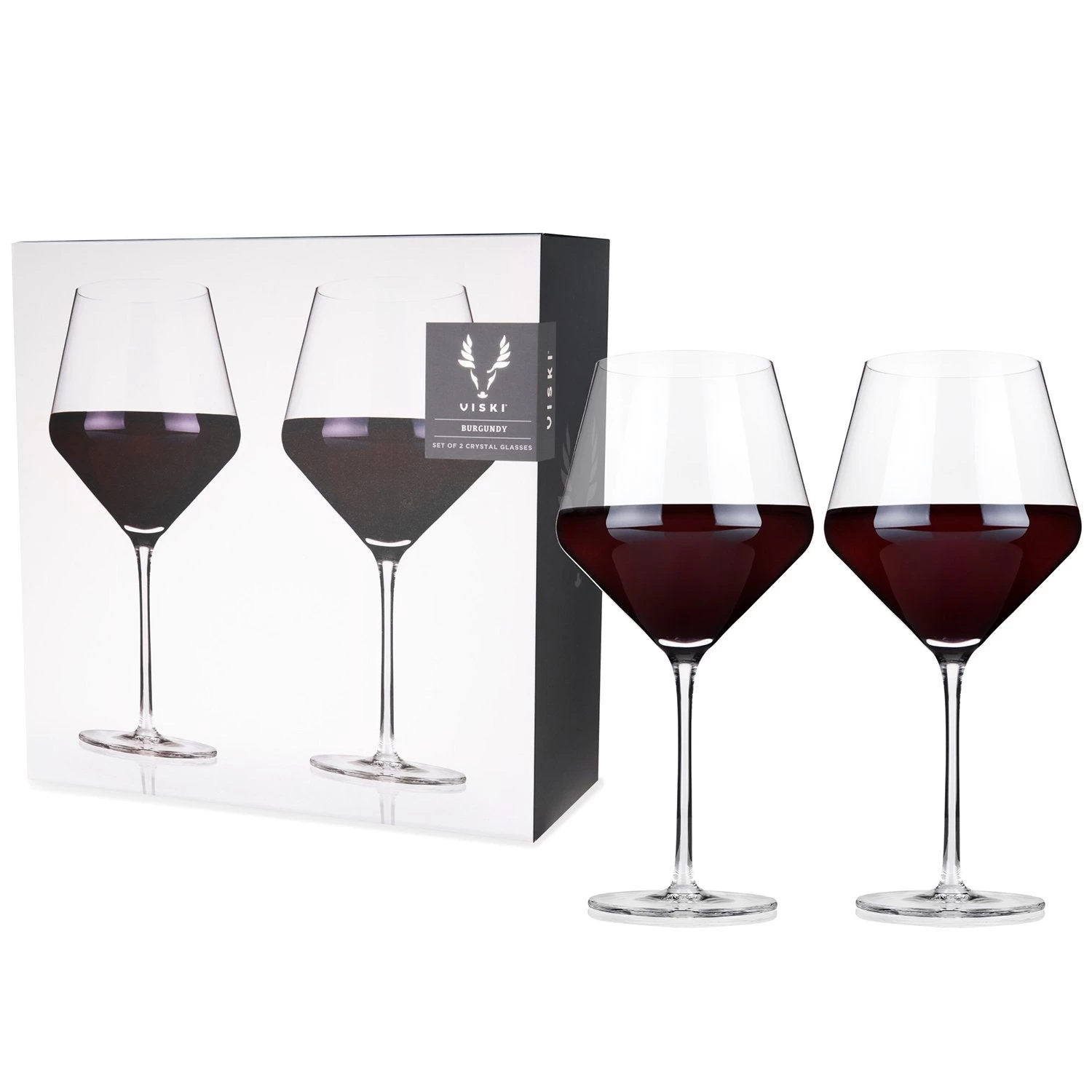 Angled Crystal Burgundy Glasses By Viski® - Image 2