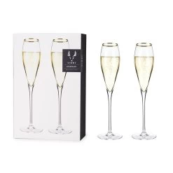 Gold-Rimmed Crystal Champagne Flutes By Viski®
