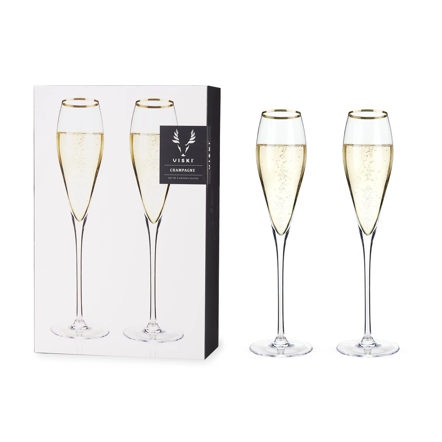 Gold-Rimmed Crystal Champagne Flutes By ViskiĀ®