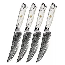 Minimal Damascus Steak Knife Set Of 4