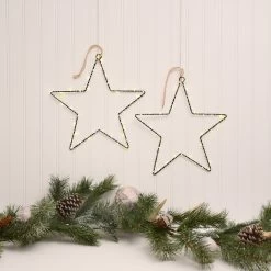 Battery Operated LED Lighted Metal Stars- Set Of 2
