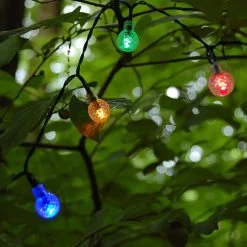 Solar Powered String Lights With Faceted Balls