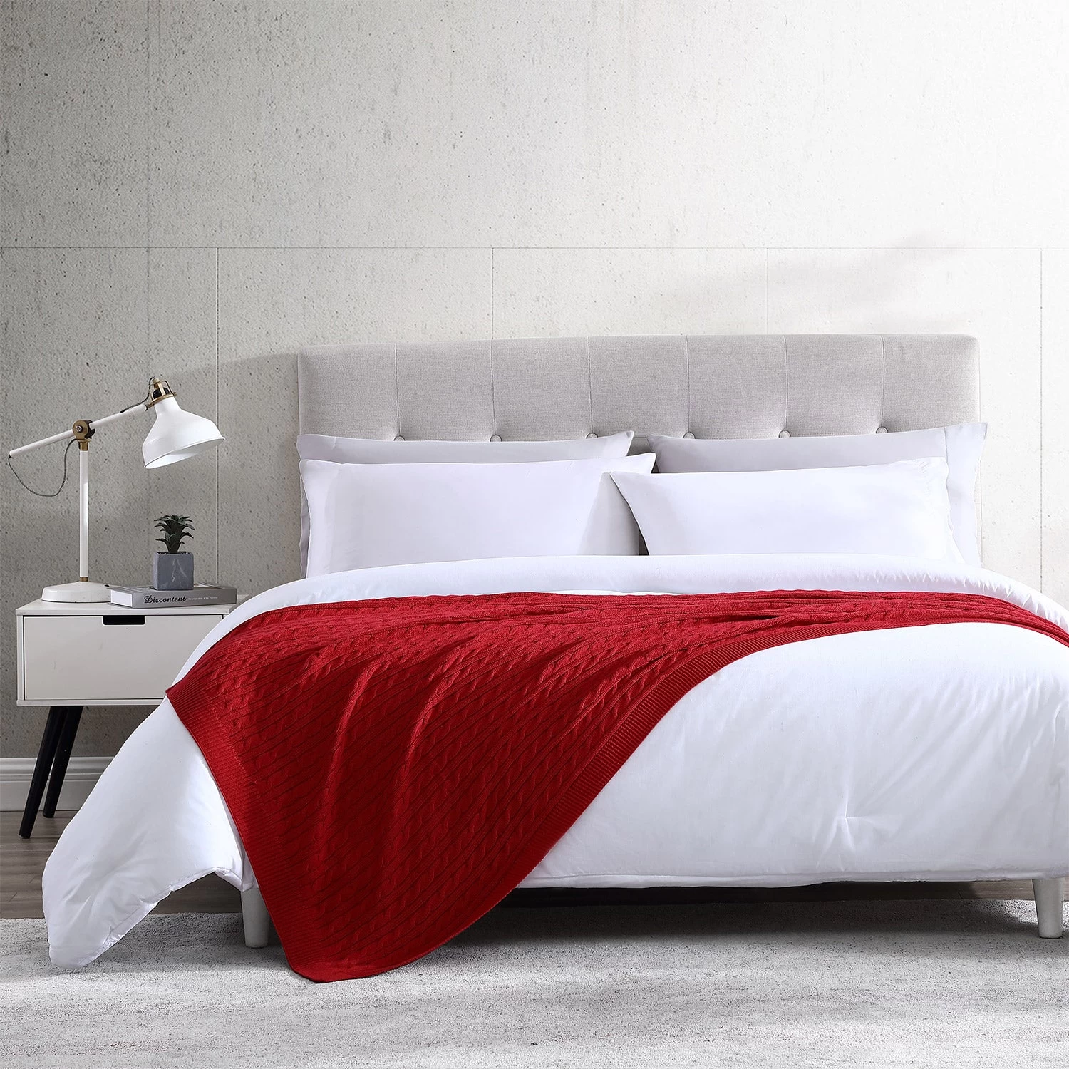 Oak 100% Cotton Cable Knitted 50" X 70" Throw - Image 5