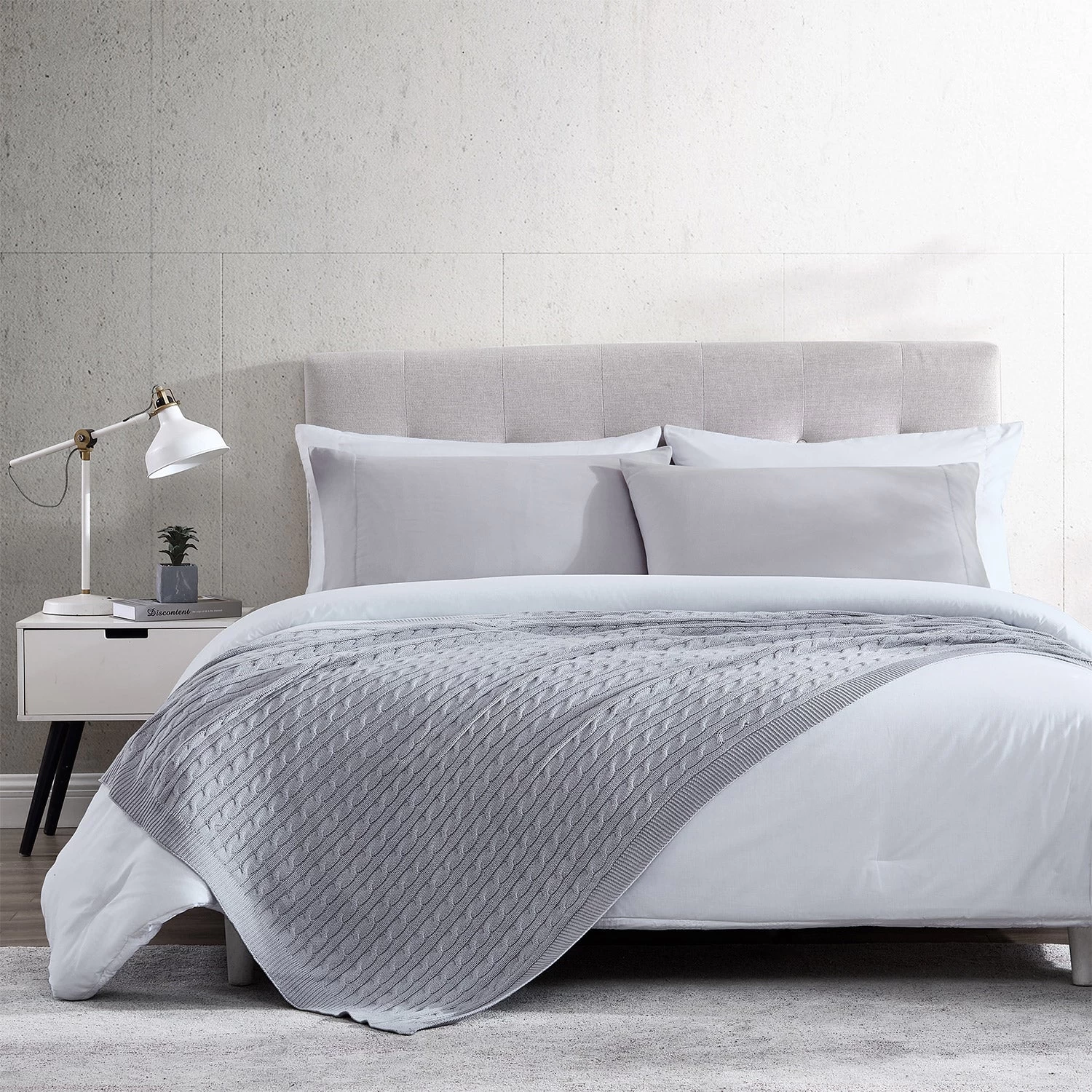 Oak 100% Cotton Cable Knitted 50" X 70" Throw - Image 20