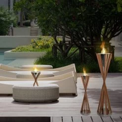 Southampton Teak/Stainless Gel Fuel Fire Column 34"