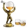 Atlas Bronze World Globe Whiskey Decanter 15" With 2 World Glasses