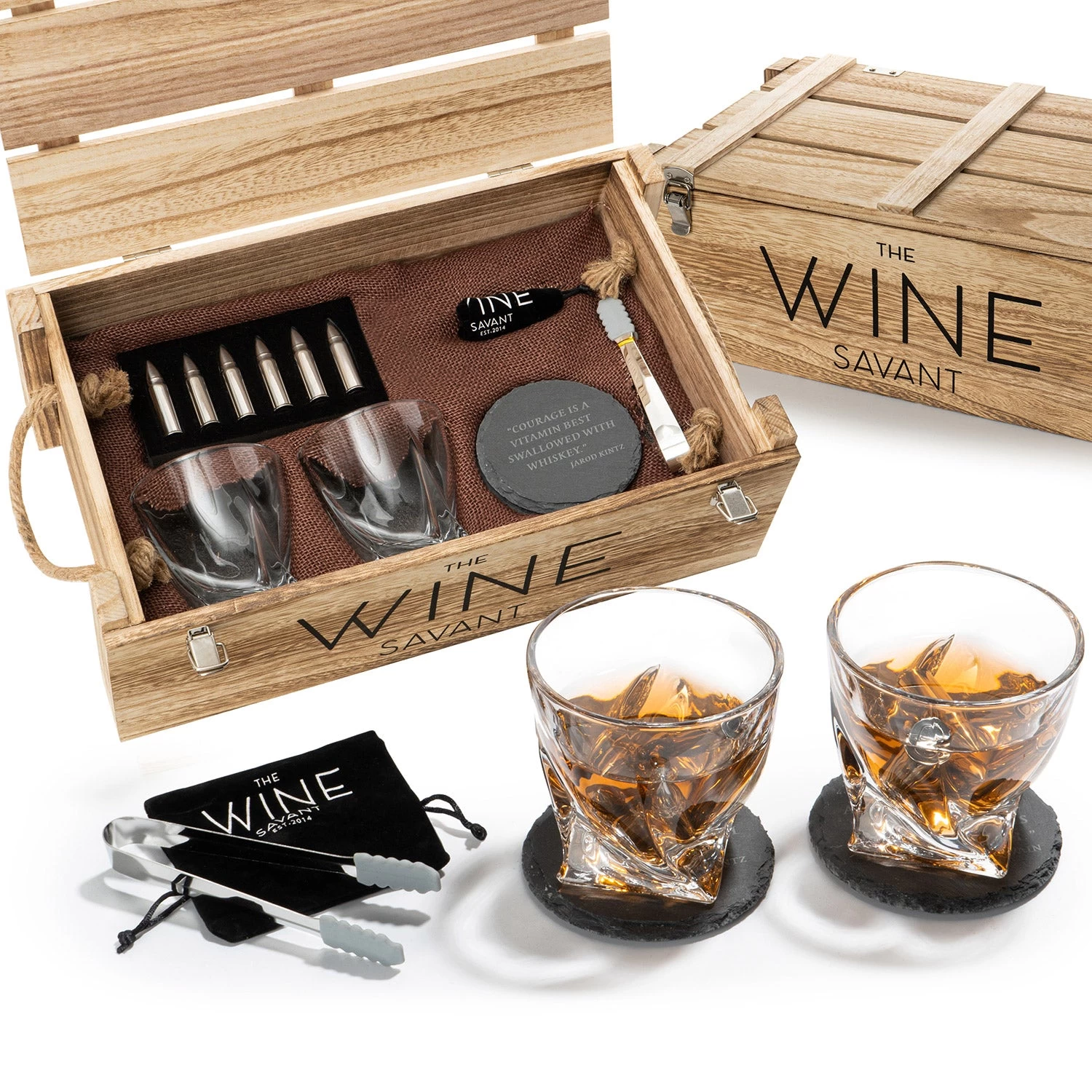 Luxurious Twist Glasses With Bullet Whiskey Stones Gift Set - Image 3