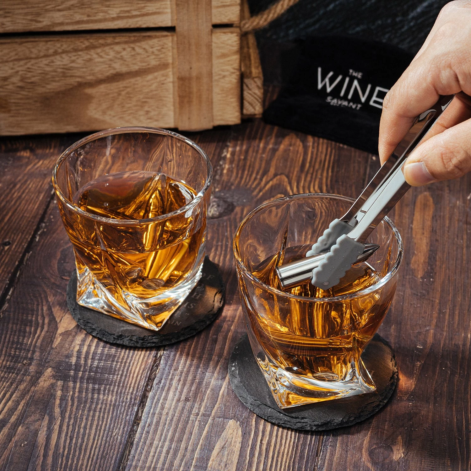 Luxurious Twist Glasses With Bullet Whiskey Stones Gift Set - Image 5