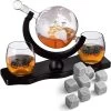 Bicycle Whiskey Decanter Sets With 2 Liquor Glasses - Bike Whisky Decanter & Glass Set With Wood Base And 9 Whiskey Stones