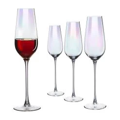 Lustre Iridescent Champagne Flutes Glasses Set Of 4-In An Elegant Gift Box