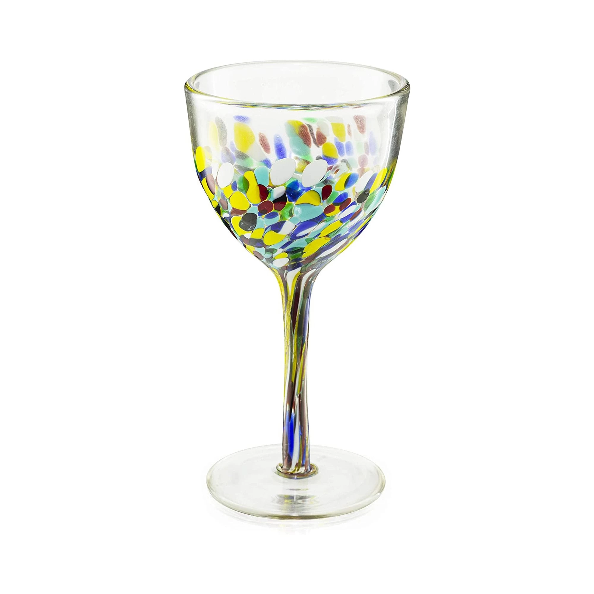 Mexican Wine Glasses Set Of 6, Pebble Confetti Mexican Luxury Hand Blown Wine And Water Glasses (8 Ounces Each) - Image 3