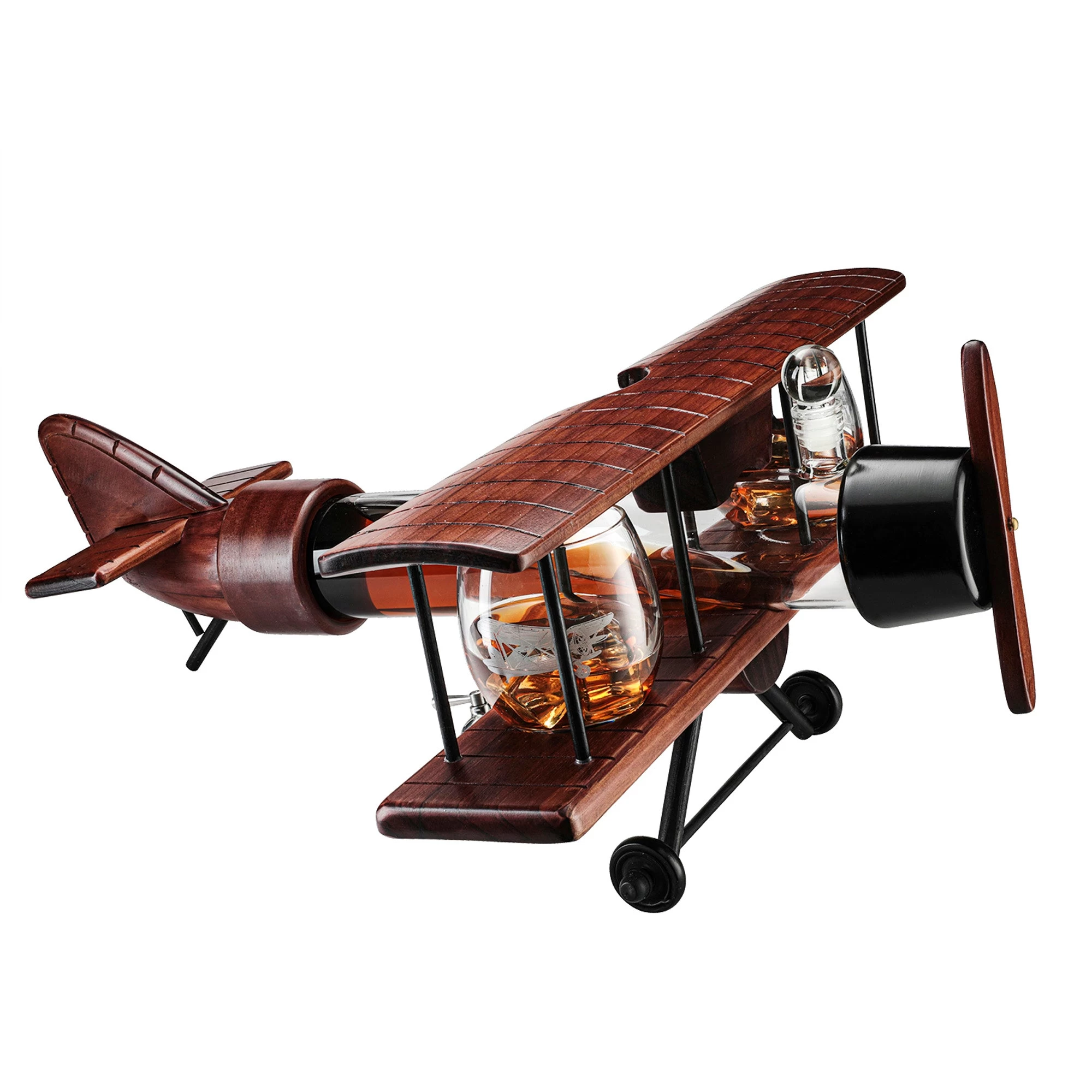 Whiskey Decanter Airplane Set And 2 Glasses - Image 3