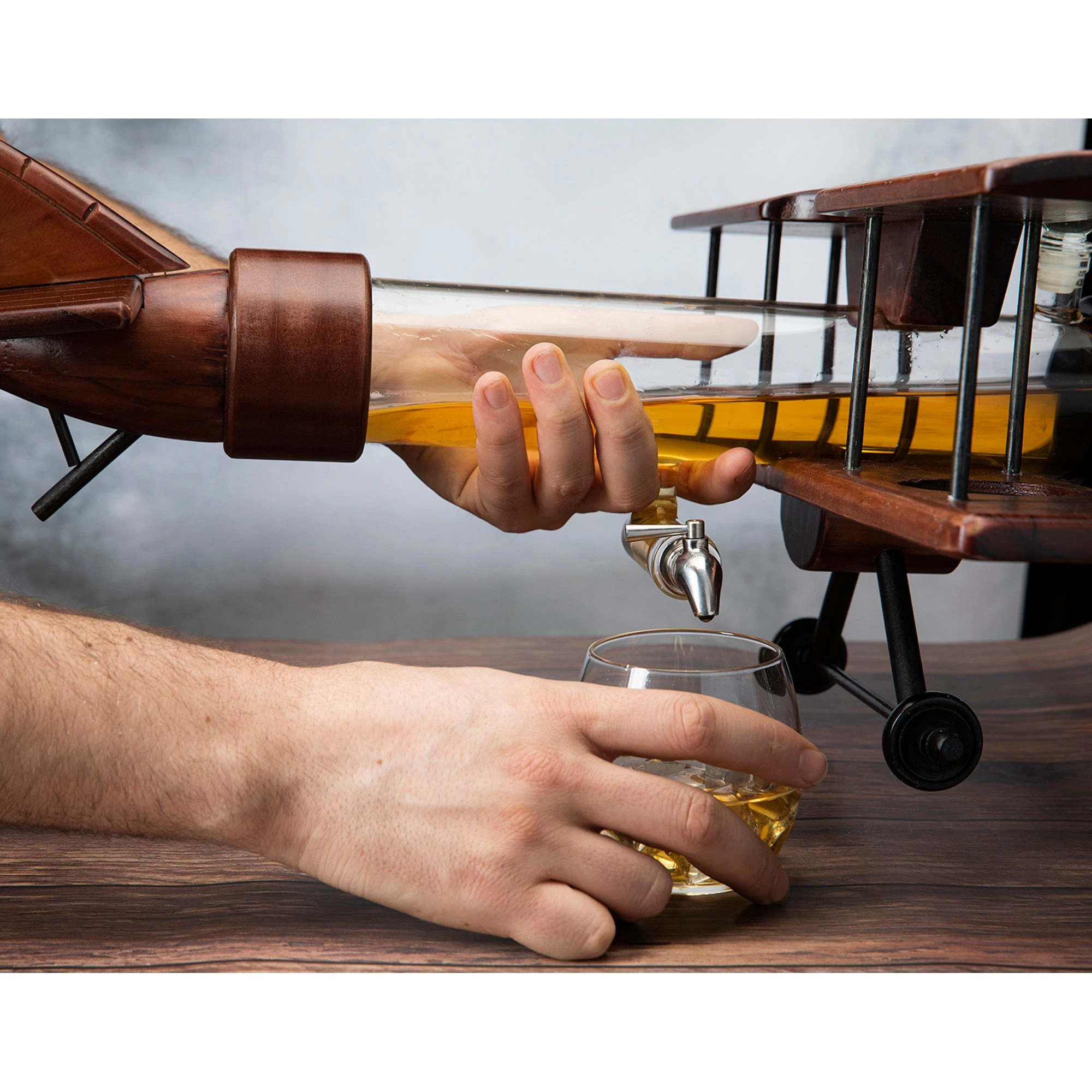 Whiskey Decanter Airplane Set And 2 Glasses - Image 4