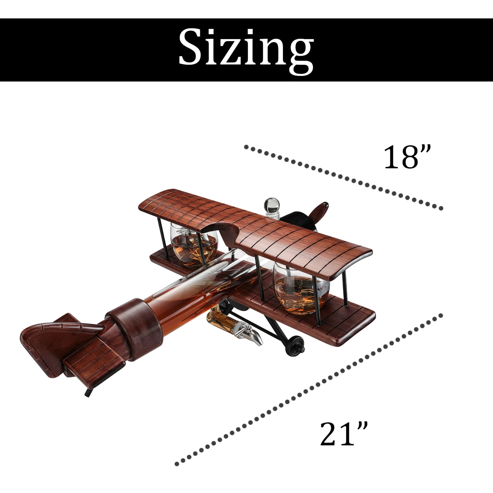 Whiskey Decanter Airplane Set And 2 Glasses - Image 5