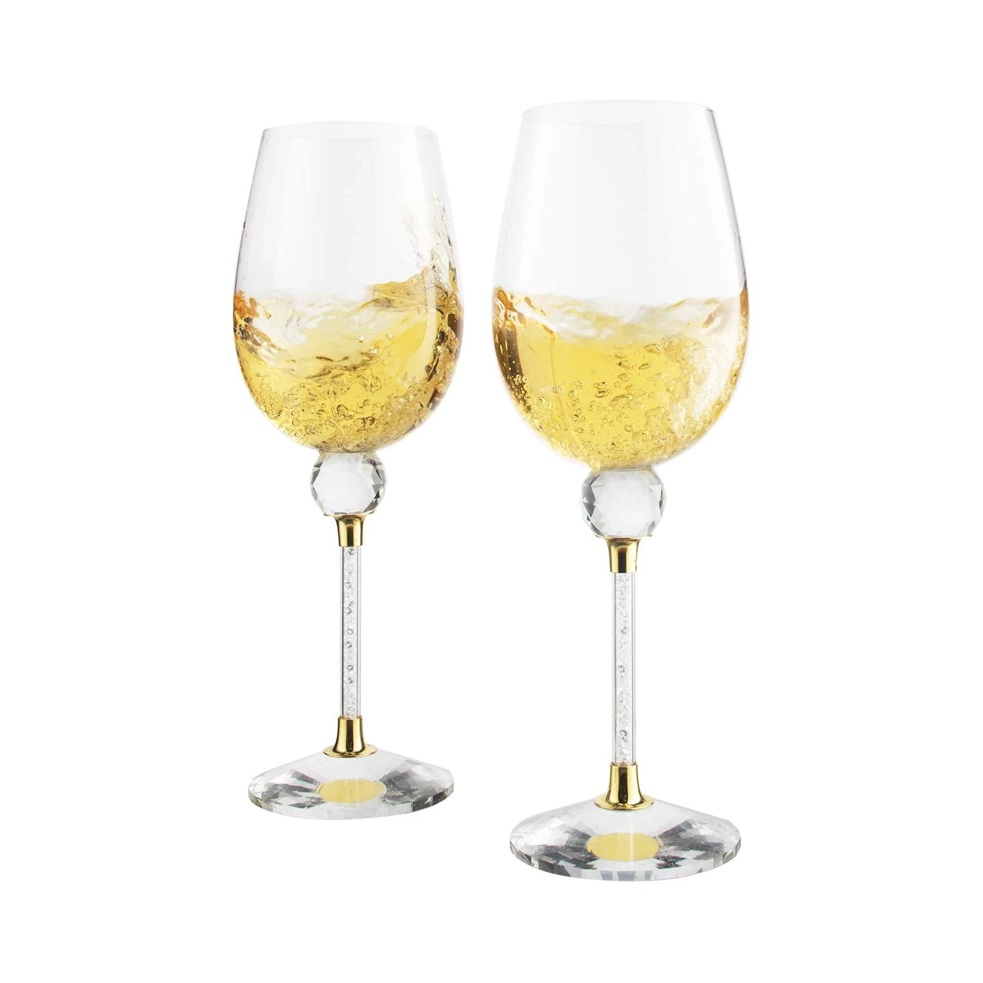 Crystal Ball Diamond Filled Wine Glasses 8 Ounces - Image 2