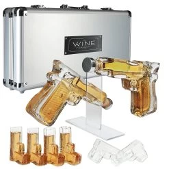 Pistol Decanter And Pistol Shot Glasses Set