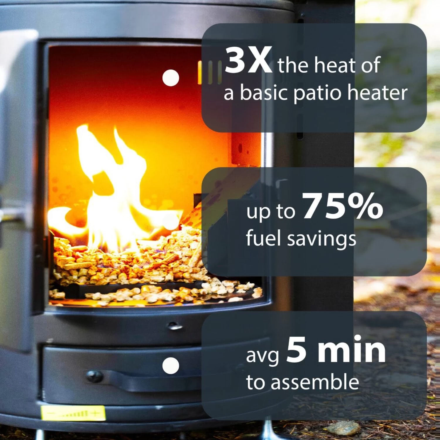Q Stoves Q Flame Wood Pellet Outdoor Portable Heater For Patio & Camping, Black - Image 4