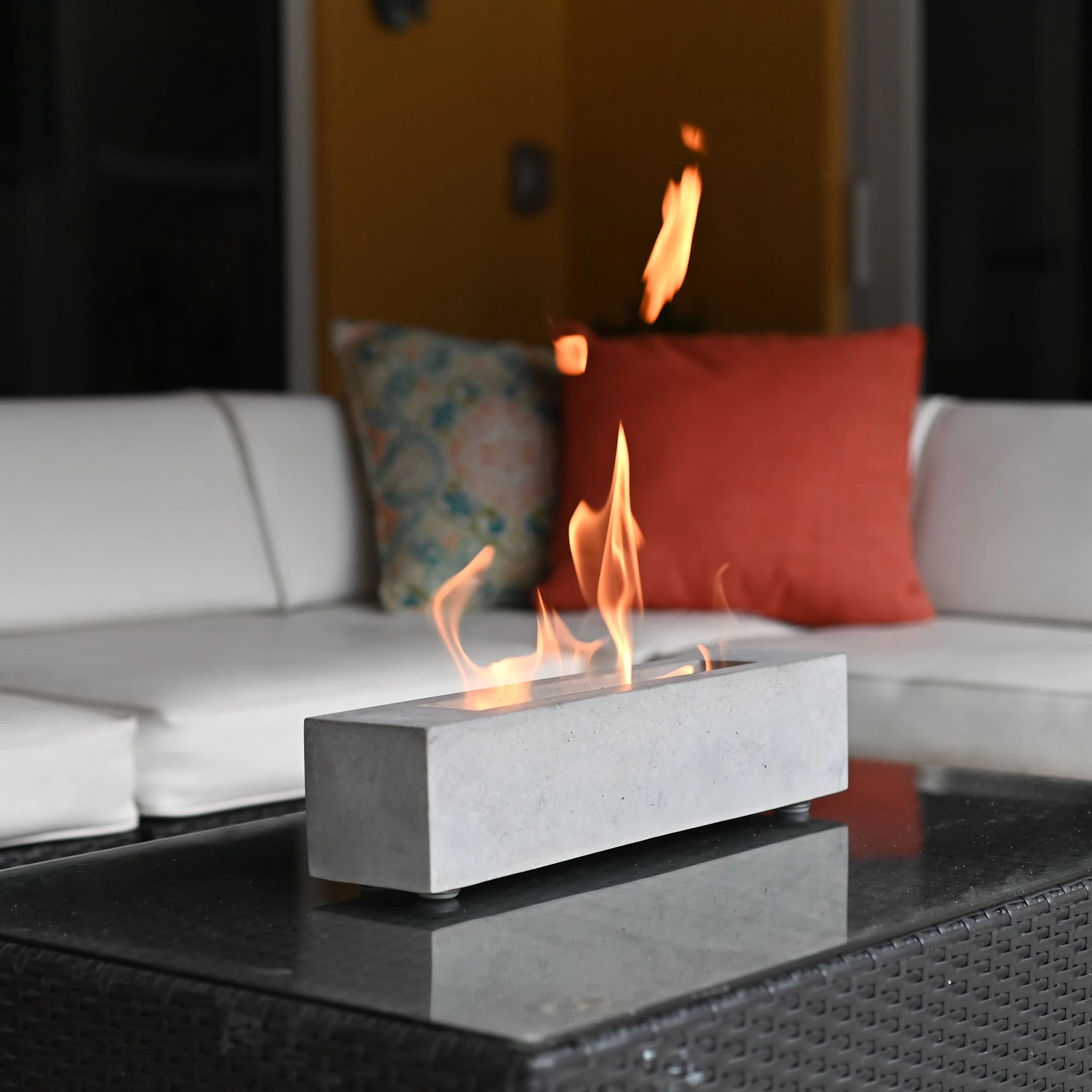 Colsen Rectangular Concrete Tabletop Fire Pit - Image 3