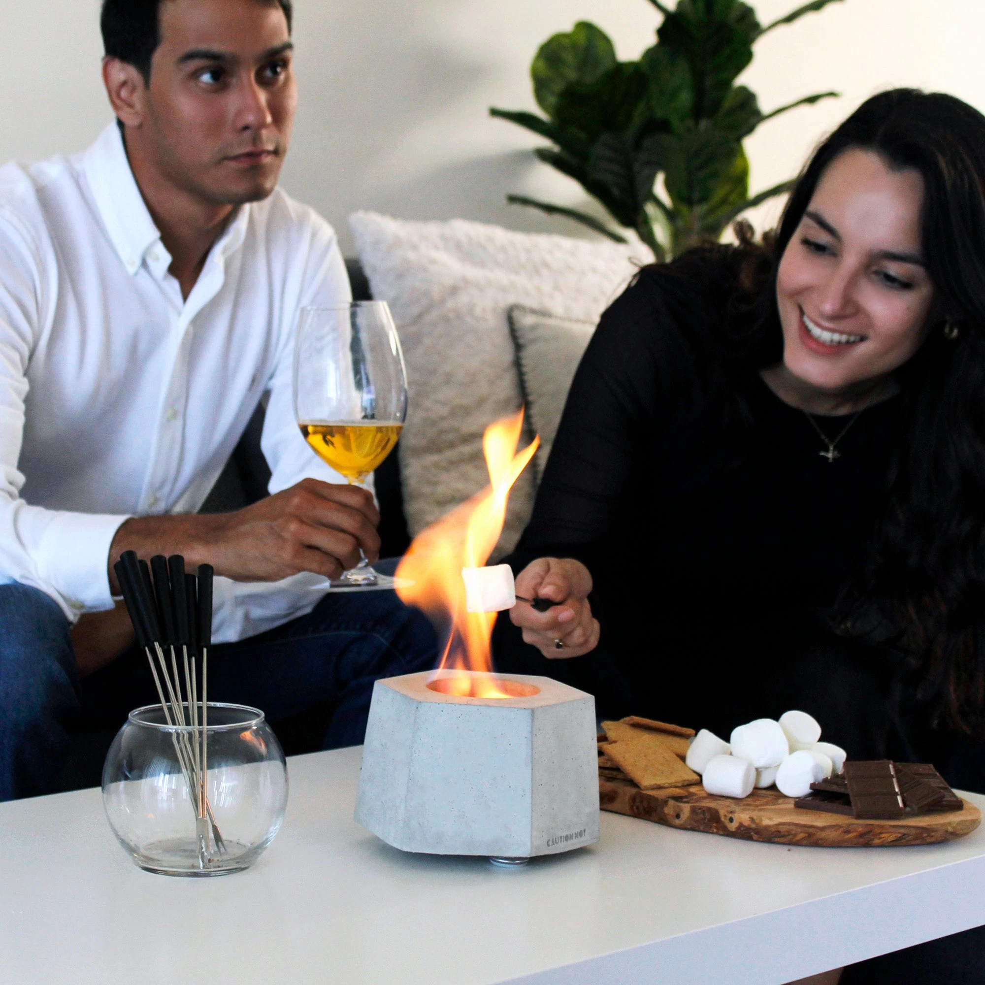 Colsen Hex Tesla Concrete Tabletop Fire Pit - Image 4