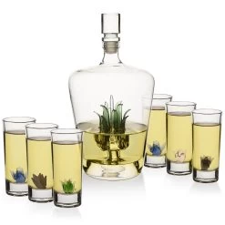 Tequila Decanter Set With Agave Decanter And 6 Agave Shot Glasses