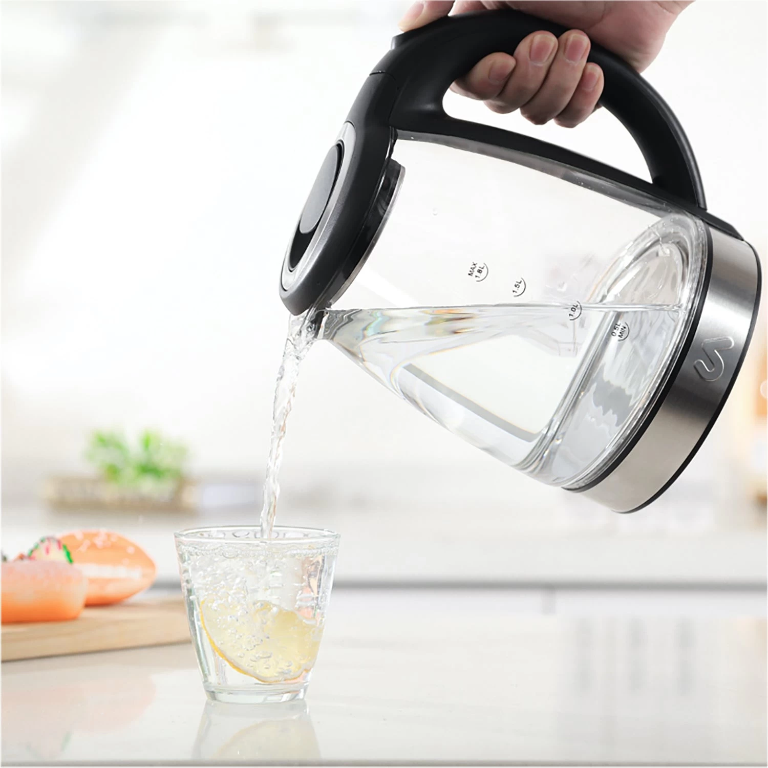 Uber Appliance 1.8L Glass & Stainless Steel Water Boiler, Heater & Electric Tea Kettle - Image 4