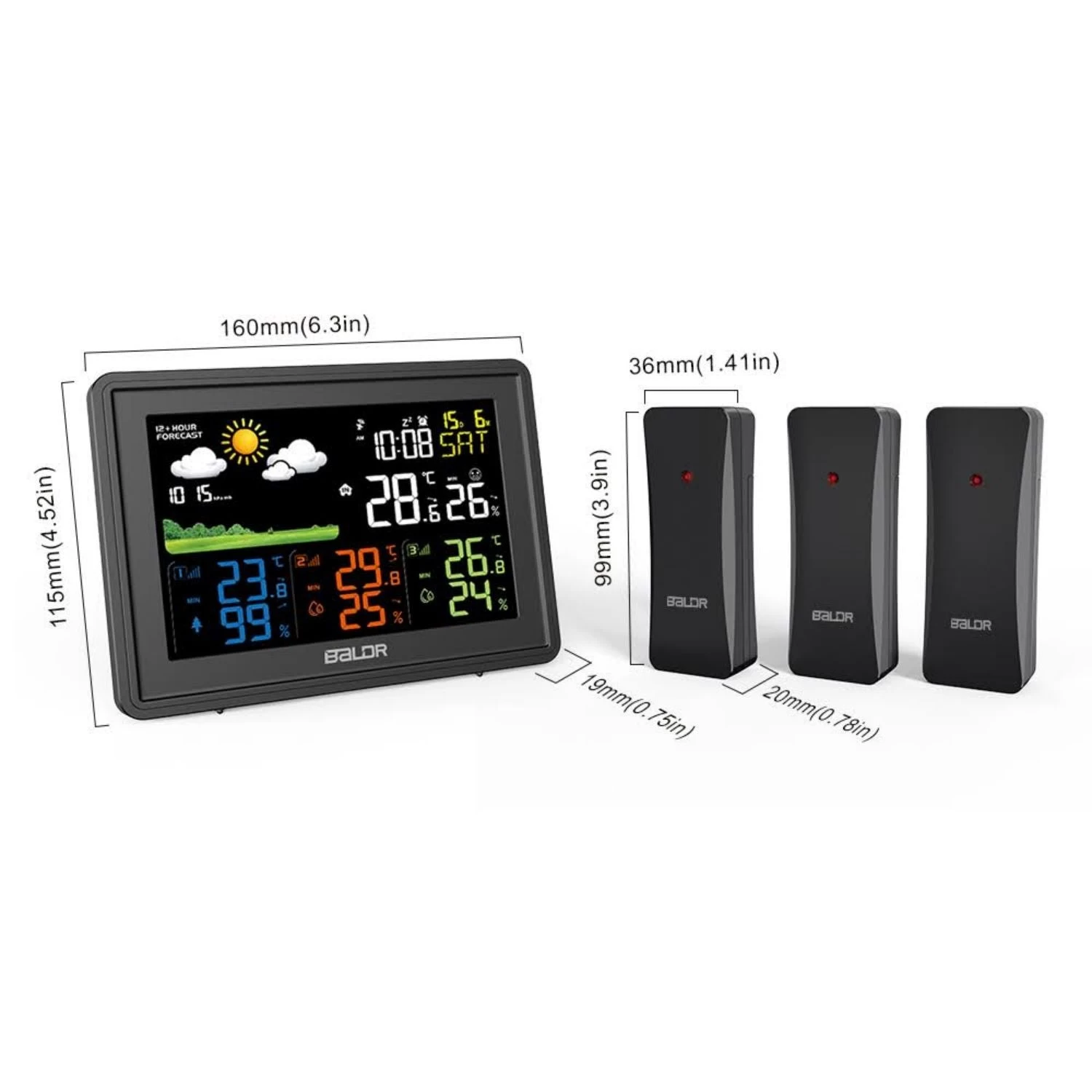 BALDR LCD Weather Station With 3 Outdoor Sensors - Image 8