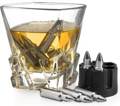 Whiskey Stones Bullets Stainless Steel-Inside Realistic Revolver
