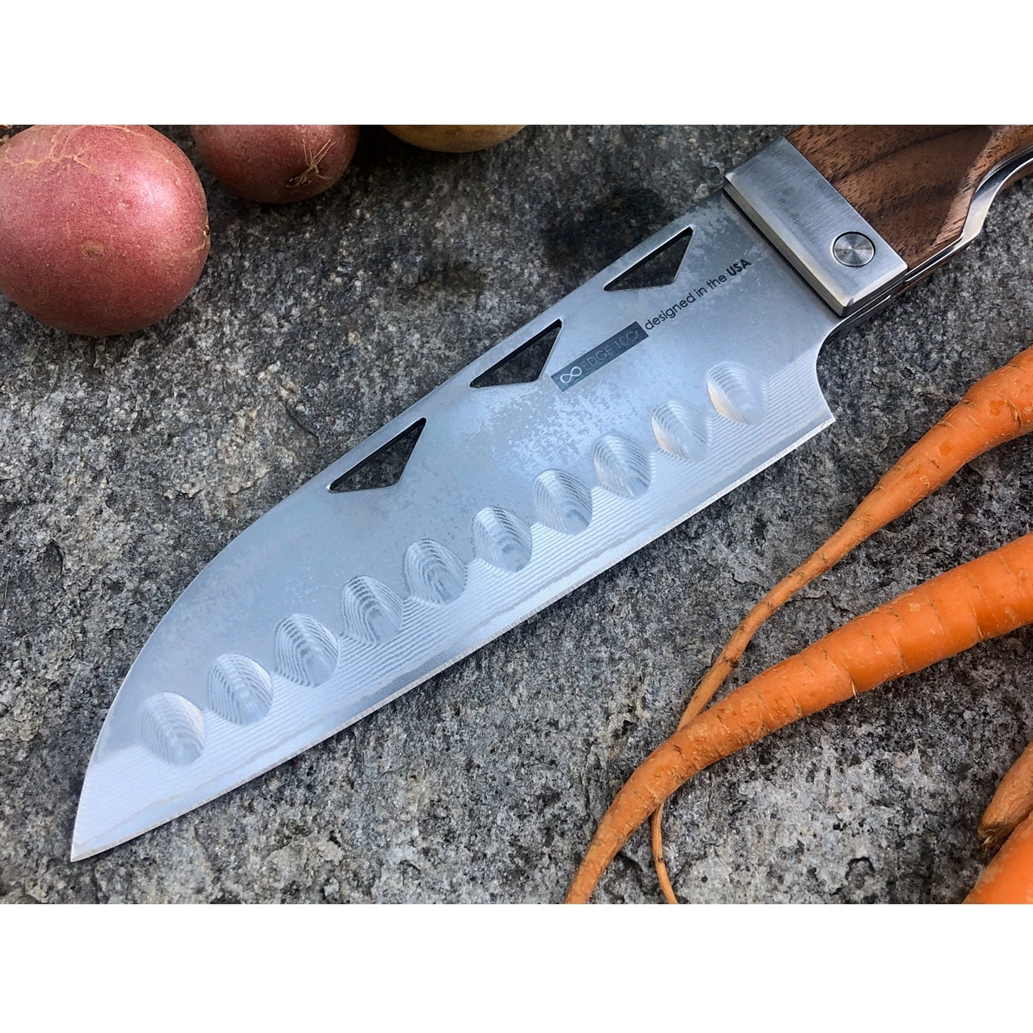 Folding Elite Santoku Knife With Leather Case - Image 2